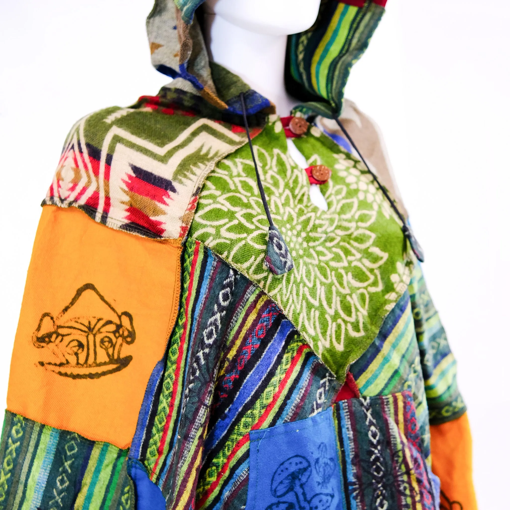 Patchwork Hooded Fall/Winter Ponchos