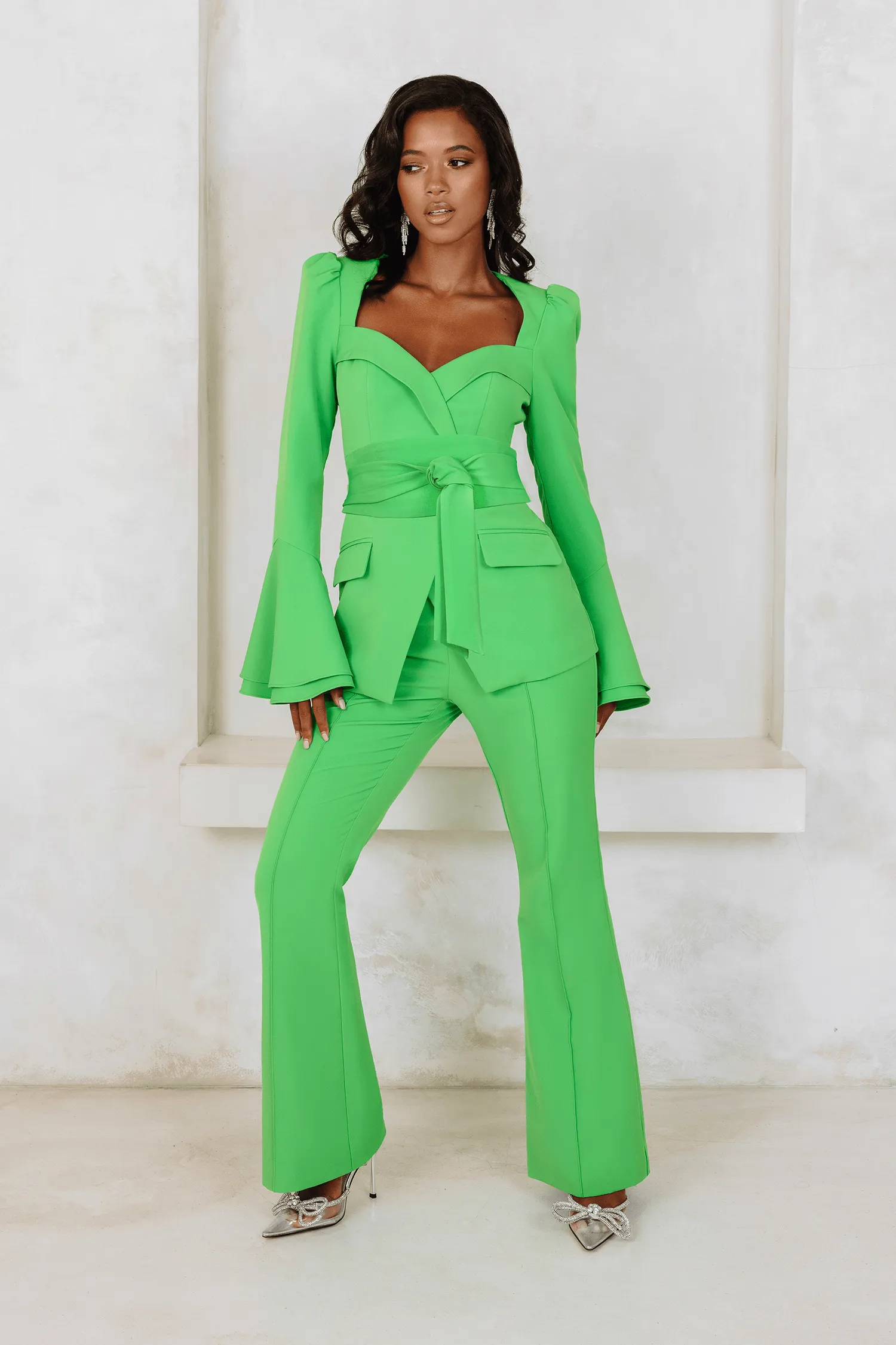 RAQUEL Fit And Flare Trouser In Apple Green