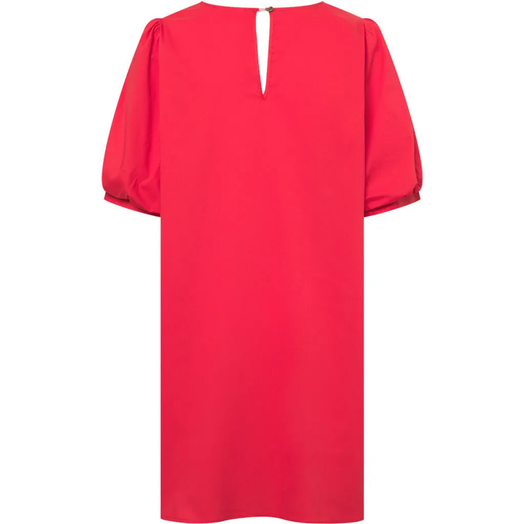 Short Abi dress with puff sleeves / 100138 - Red