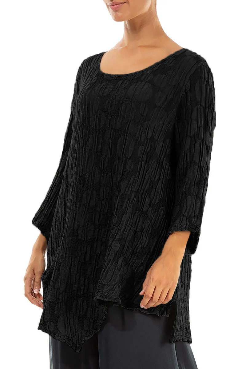 Side Pocket Black Circle Silk Linen Tunic