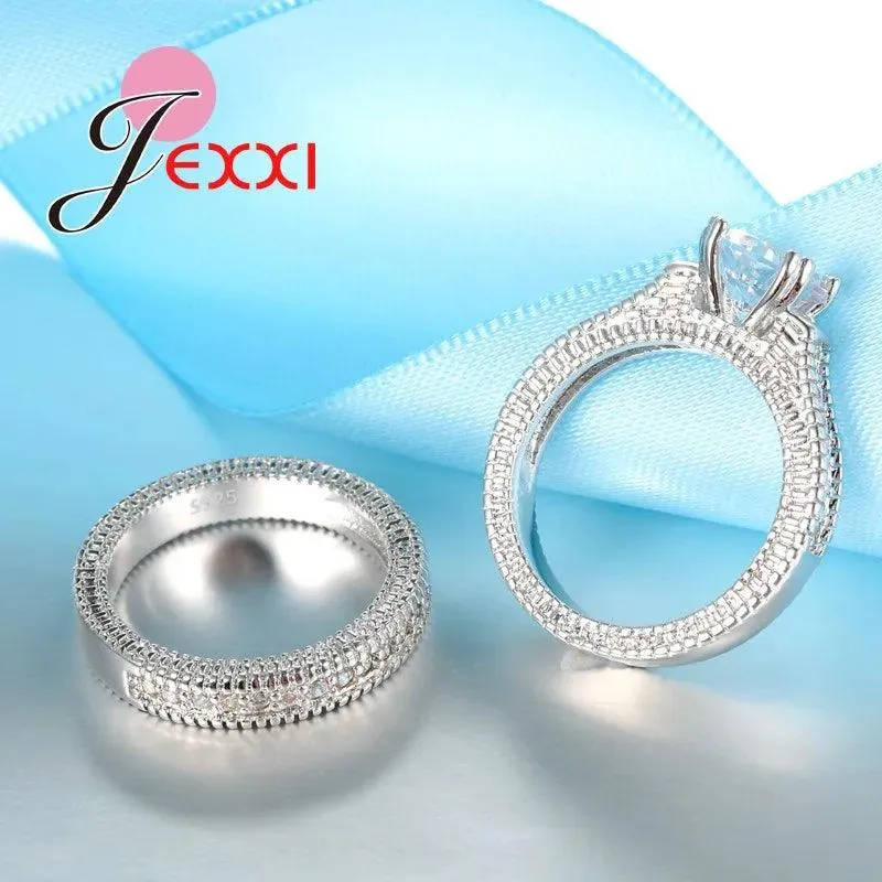 Stamped Silver Needle Ring Sets 2 PCS