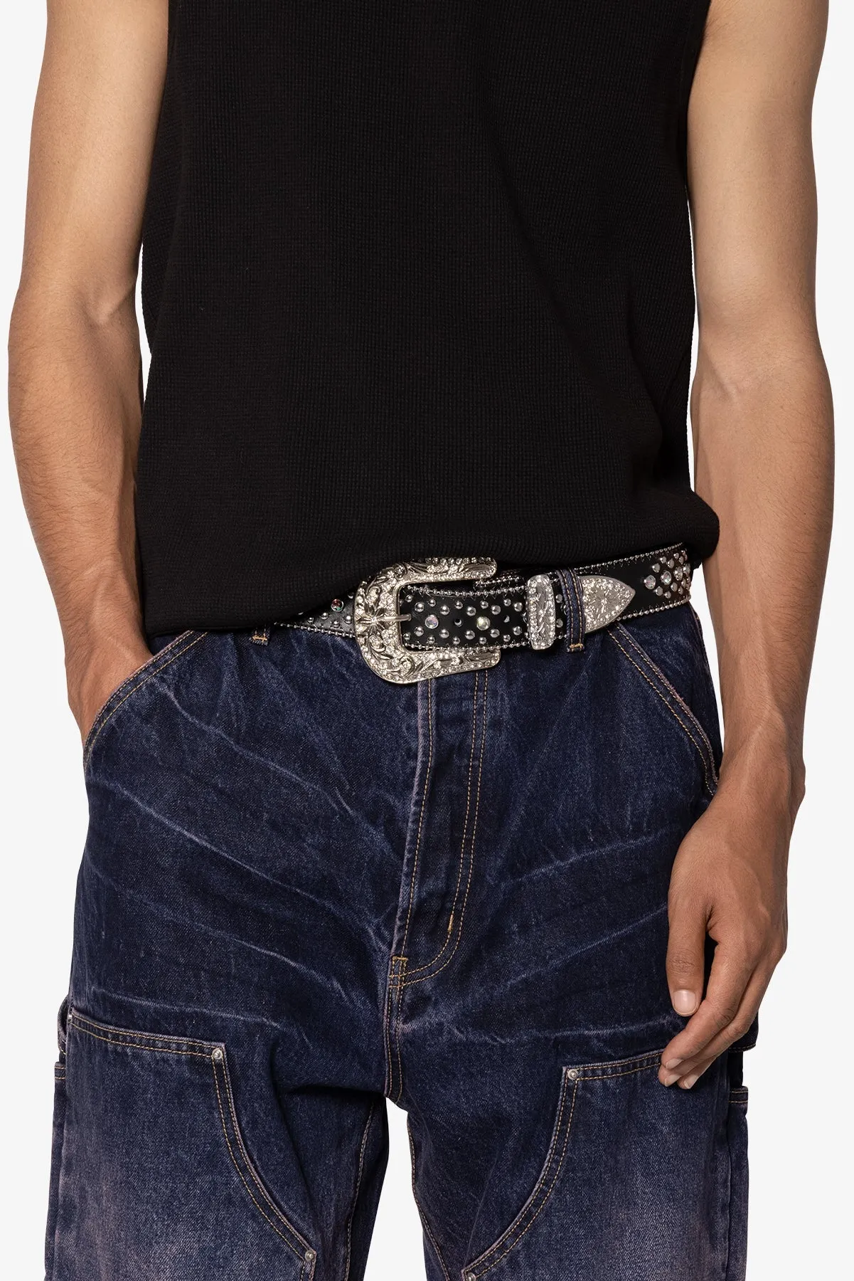 Studded Cross Belt - Black