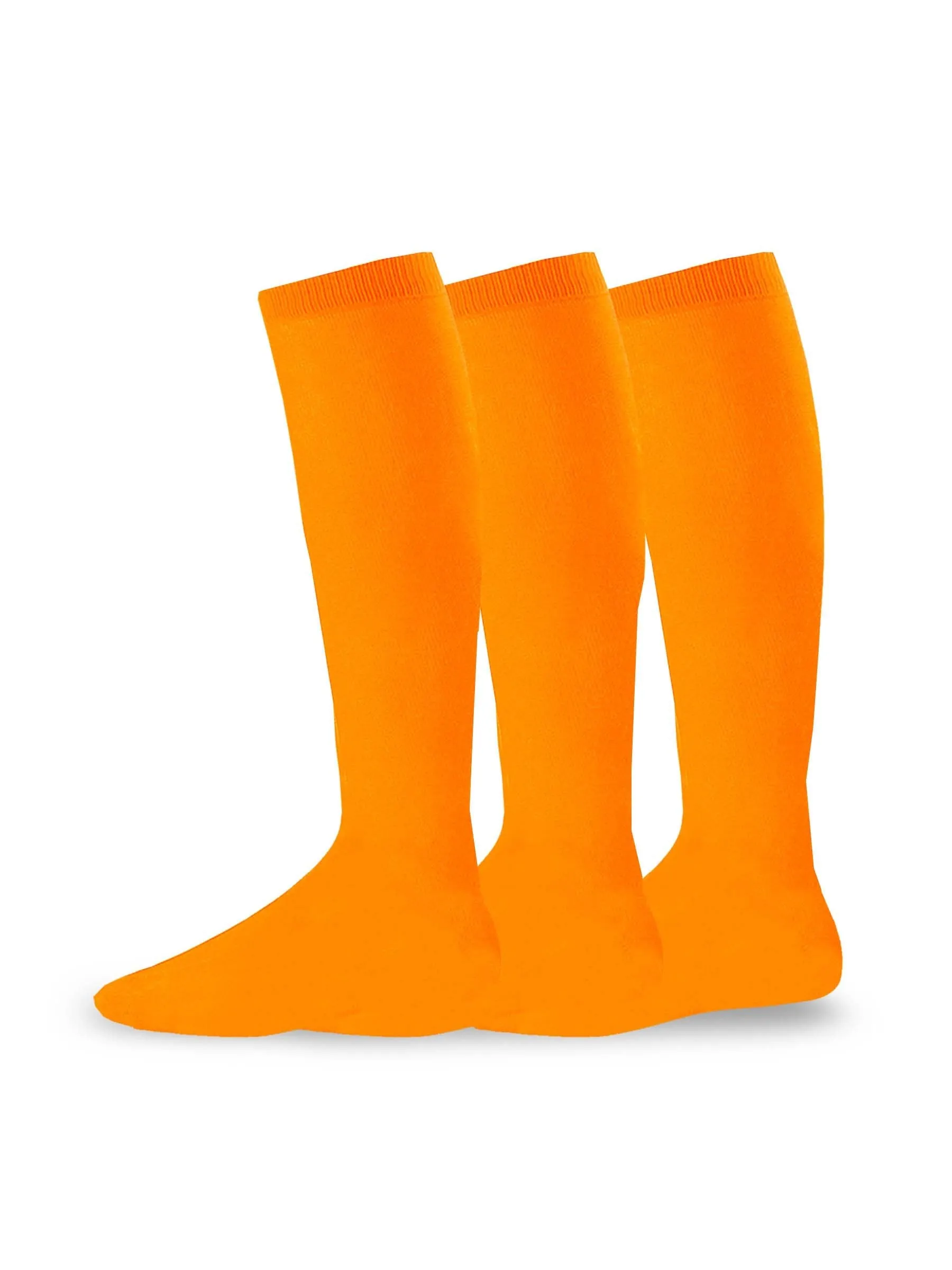 TeeHee Socks Unisex Soccer Acrylic Over The Knee High Orange 3-Pack (50081)