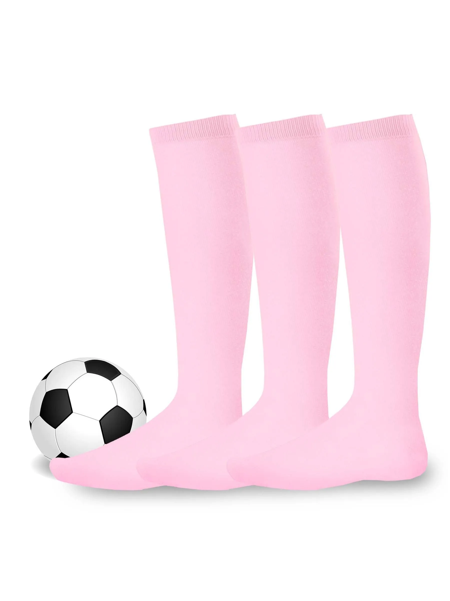 TeeHee Socks Unisex Soccer Acrylic Over The Knee High Pink 3-Pack (50081)