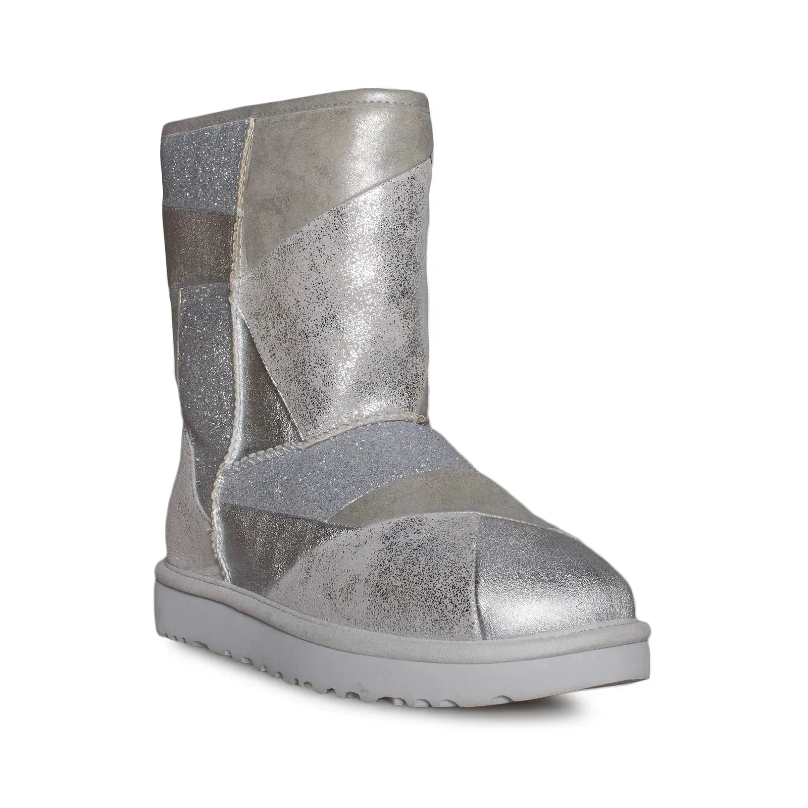 UGG Classic Glitter Patchwork Silver Shoes - Women's